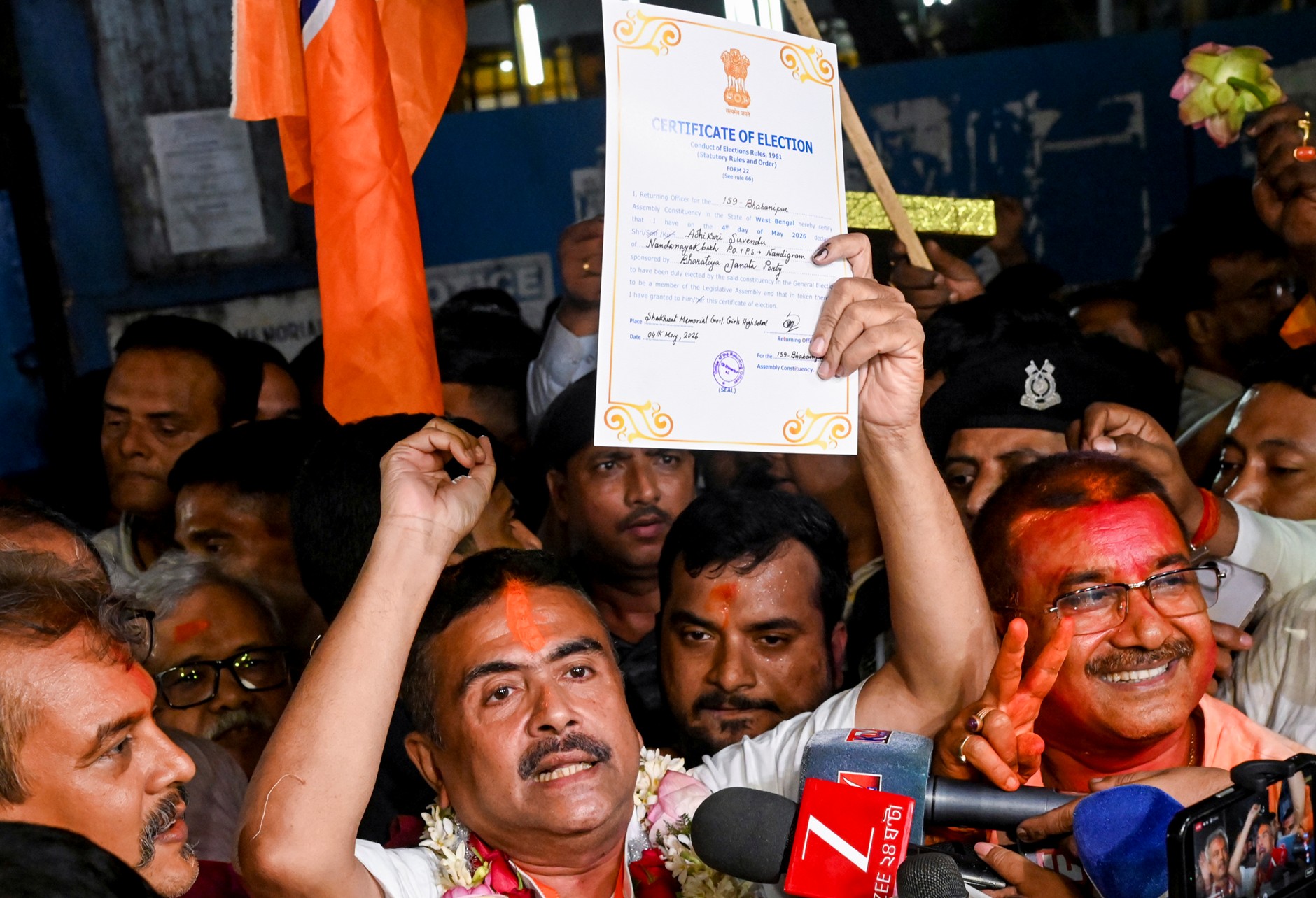 BJP supporters break into celebrations after historic Bengal win, Suvendu's triumph over Mamata