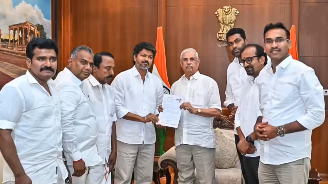 Vijay calls on TN Guv for govt formation