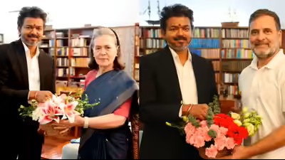 Tamil Nadu CM Vijay meets Sonia, Rahul