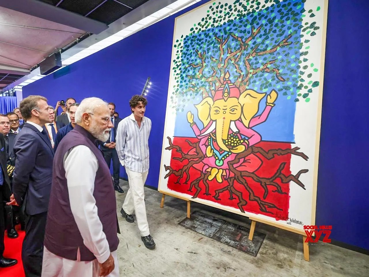 Modi, Macron view artworks of French artists who attended art residency in Jaipur