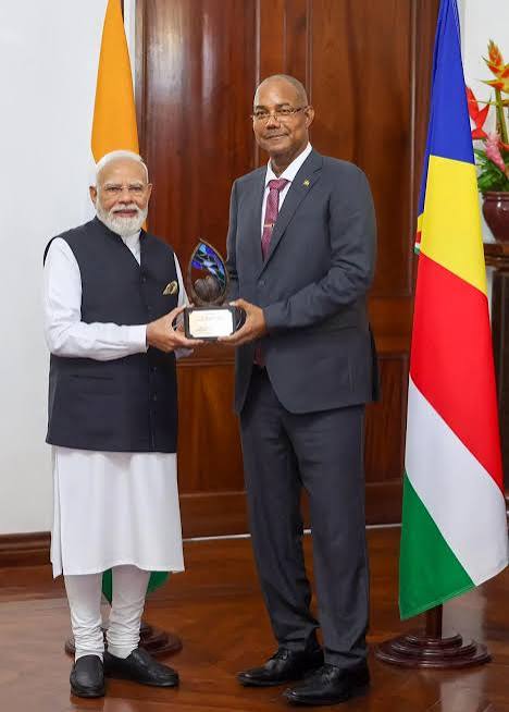 PM Modi conferred with honorary ‘Guardian of the Blue Horizon’ title by Seychelles