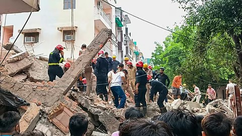 House collapses in Delhi's Rohini amid heavy rain; several feared trapped