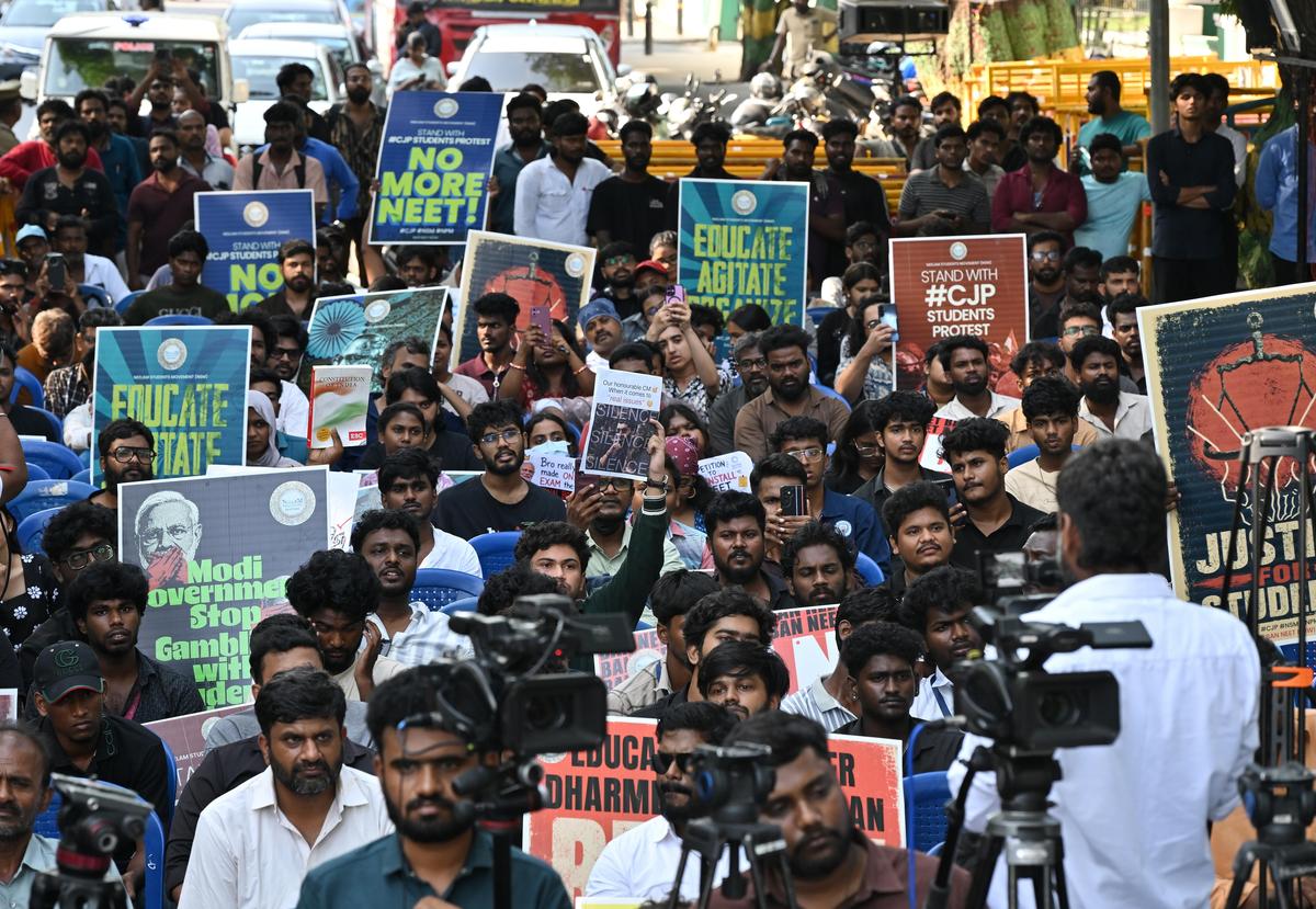 Protests against NEET continues in Chennai
