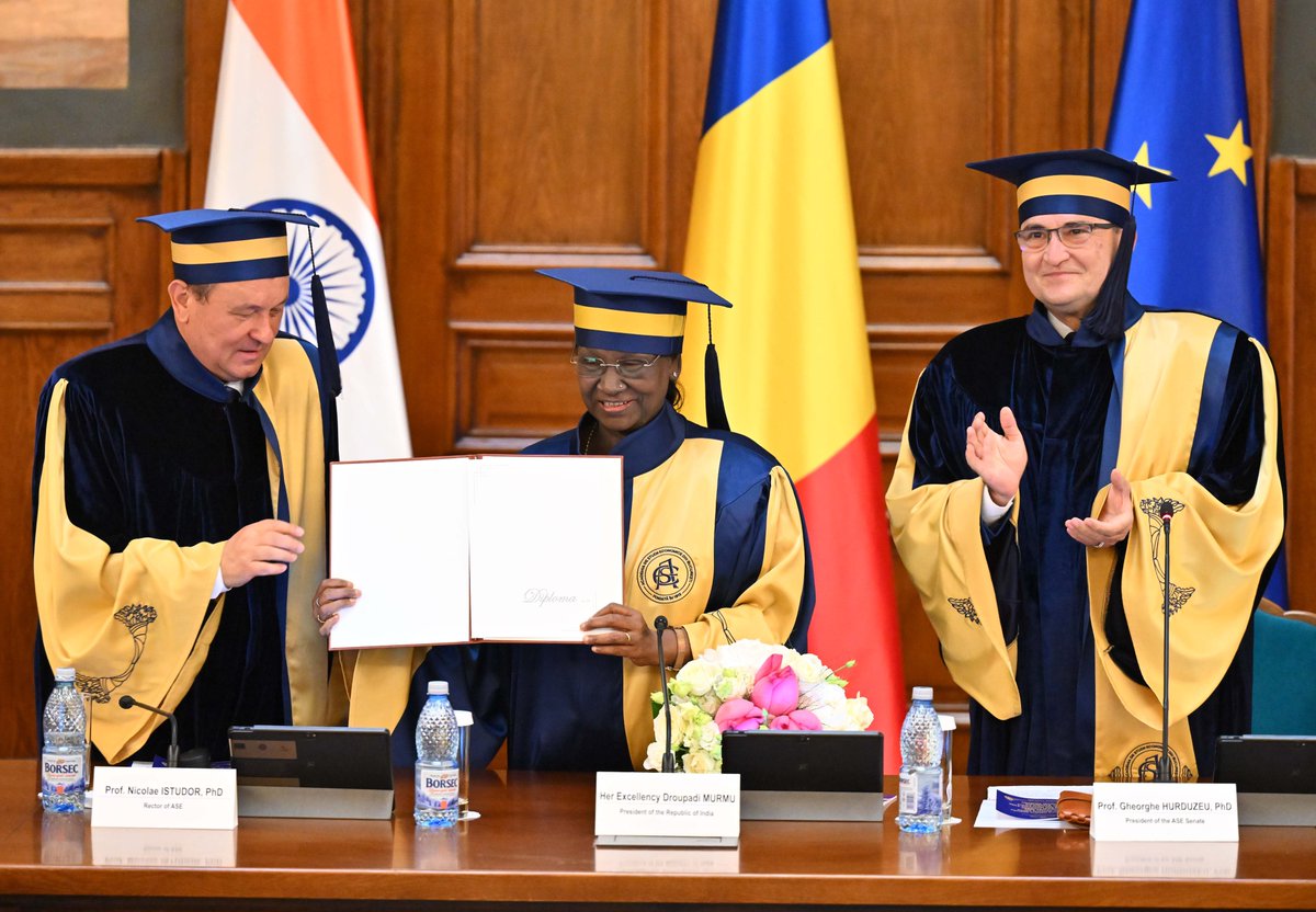 President Murmu conferred honorary doctorate by Bucharest University of Economic Studies